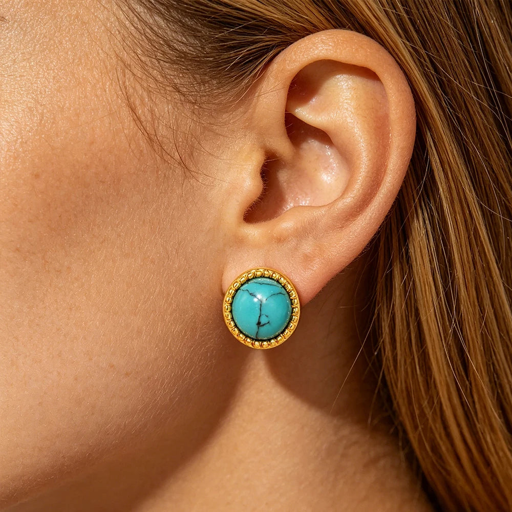 Boucle d'Oreille Turquoise et Or