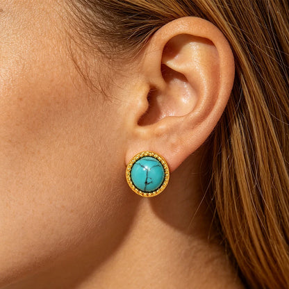 Boucle d'Oreille Turquoise et Or