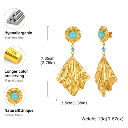 Boucle d'Oreille Turquoise Pendante
