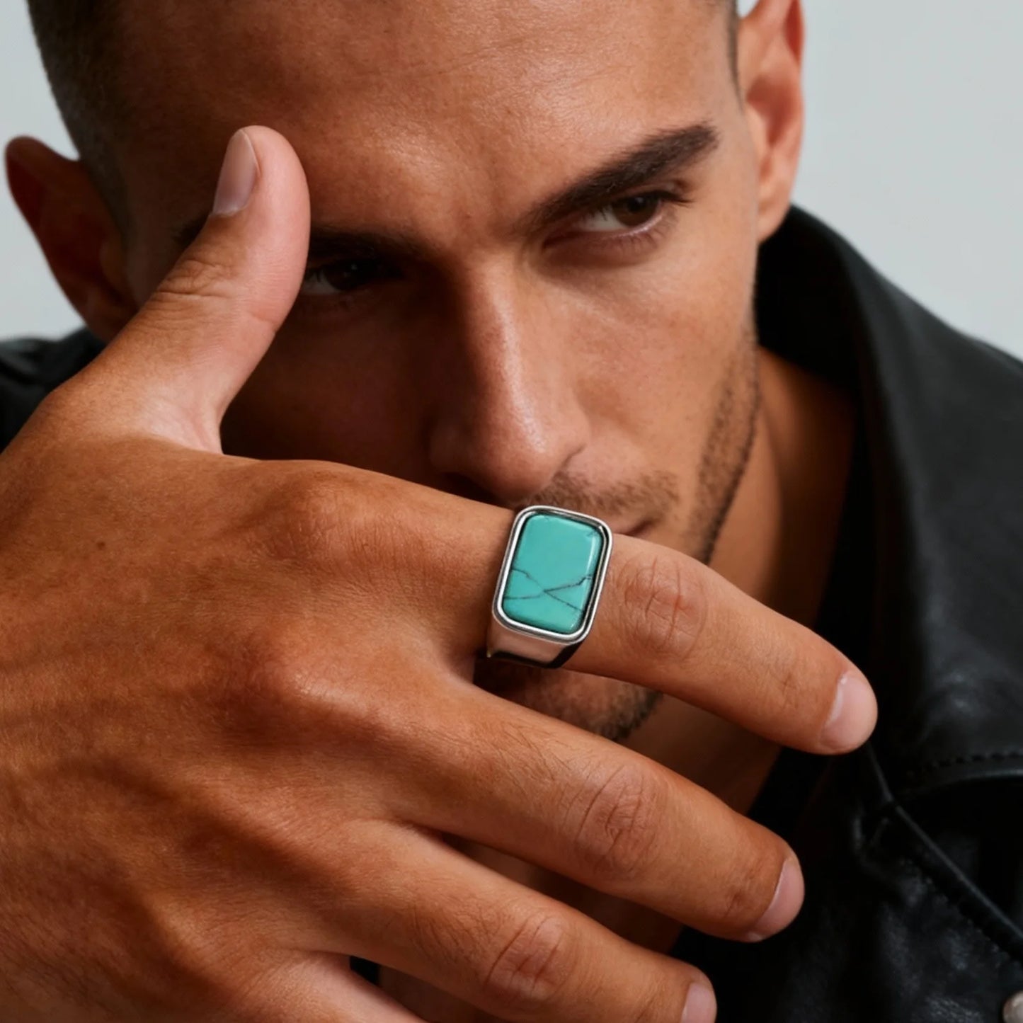 Bague Turquoise Homme Argent