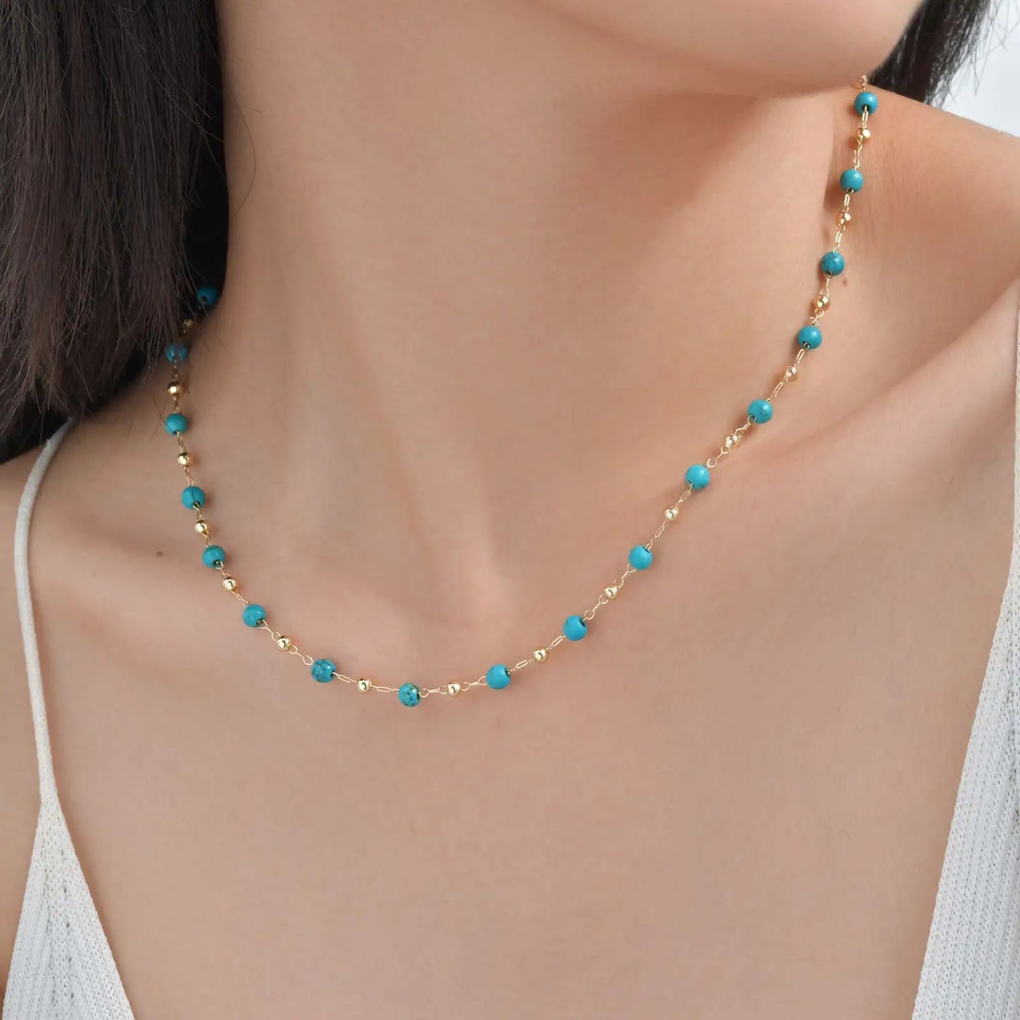 Collier Turquoise et Or