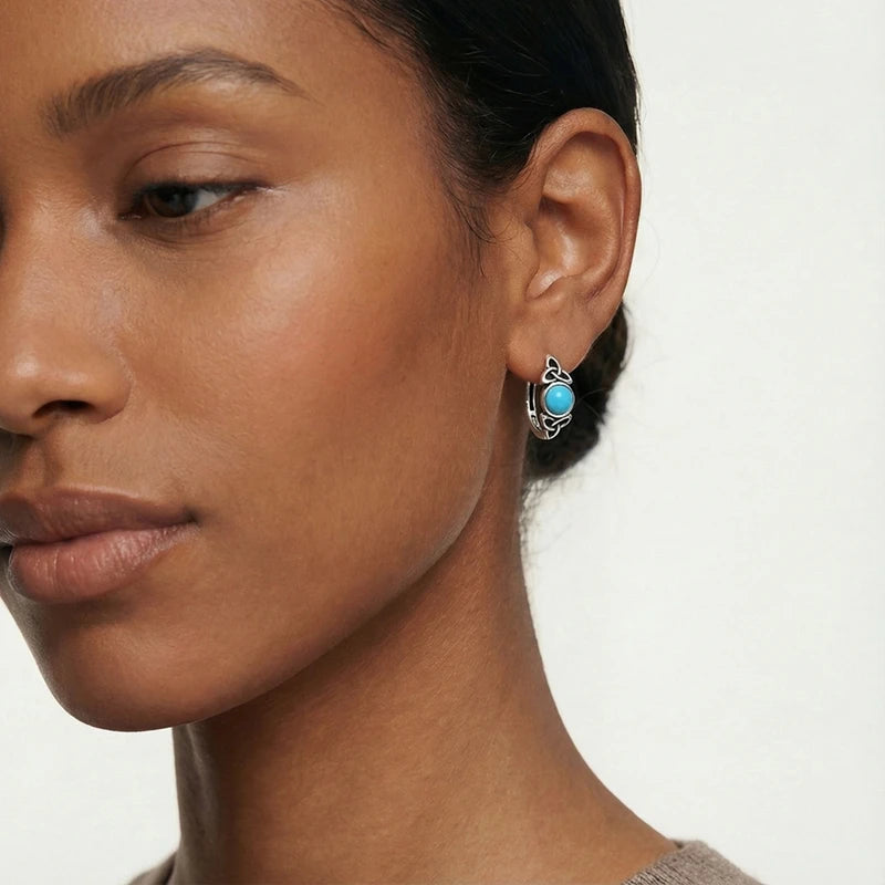 Boucle d'Oreille Turquoise Argent