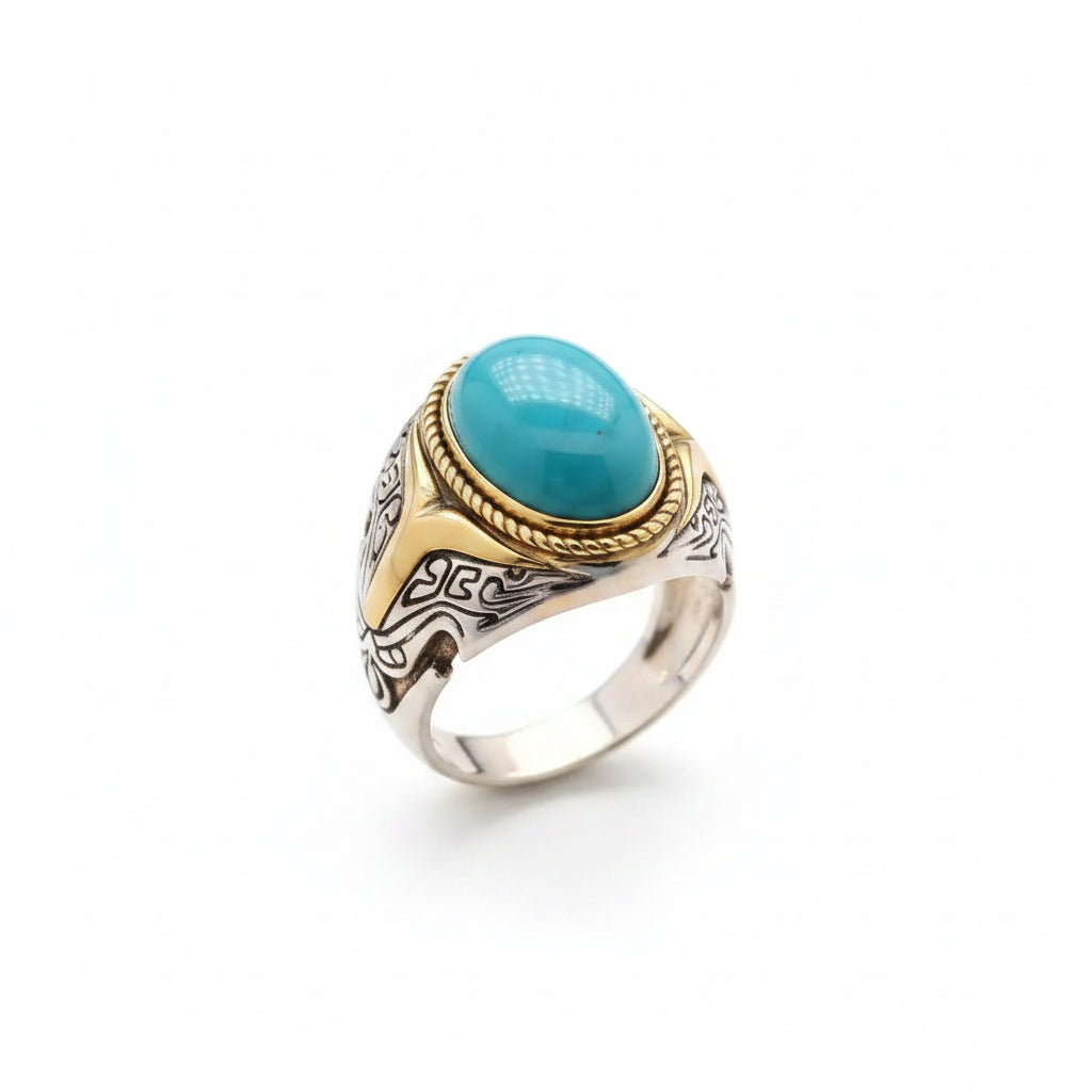 bague turquoise homme