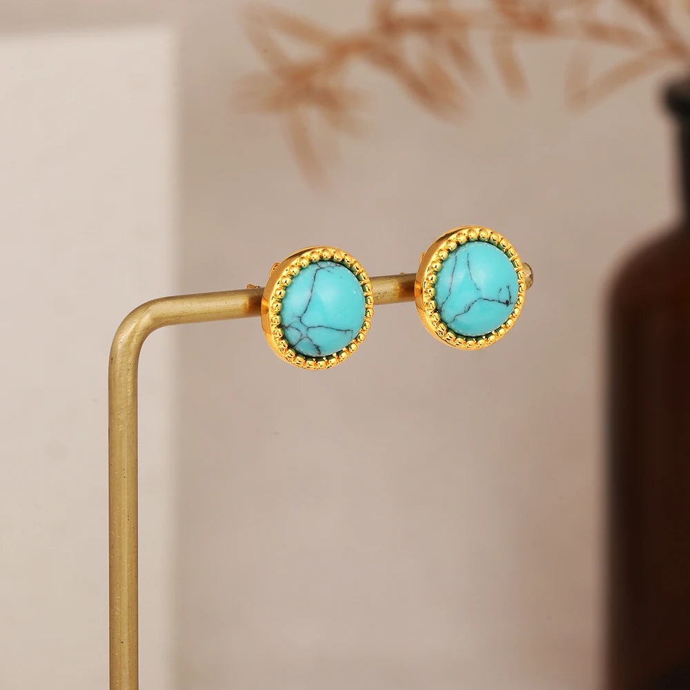 Boucle d'Oreille Turquoise et Or