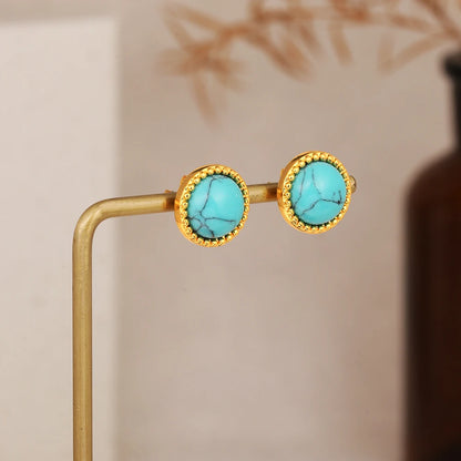 Boucle d'Oreille Turquoise et Or