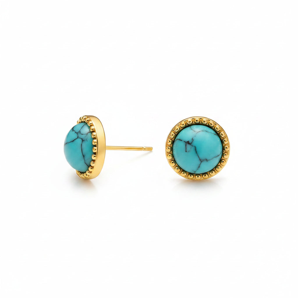 boucle d'oreille turquoise et or