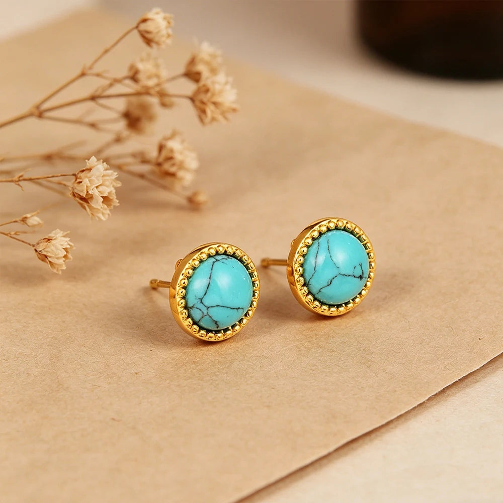 Boucle d'Oreille Turquoise et Or