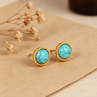 Boucle d'Oreille Turquoise et Or