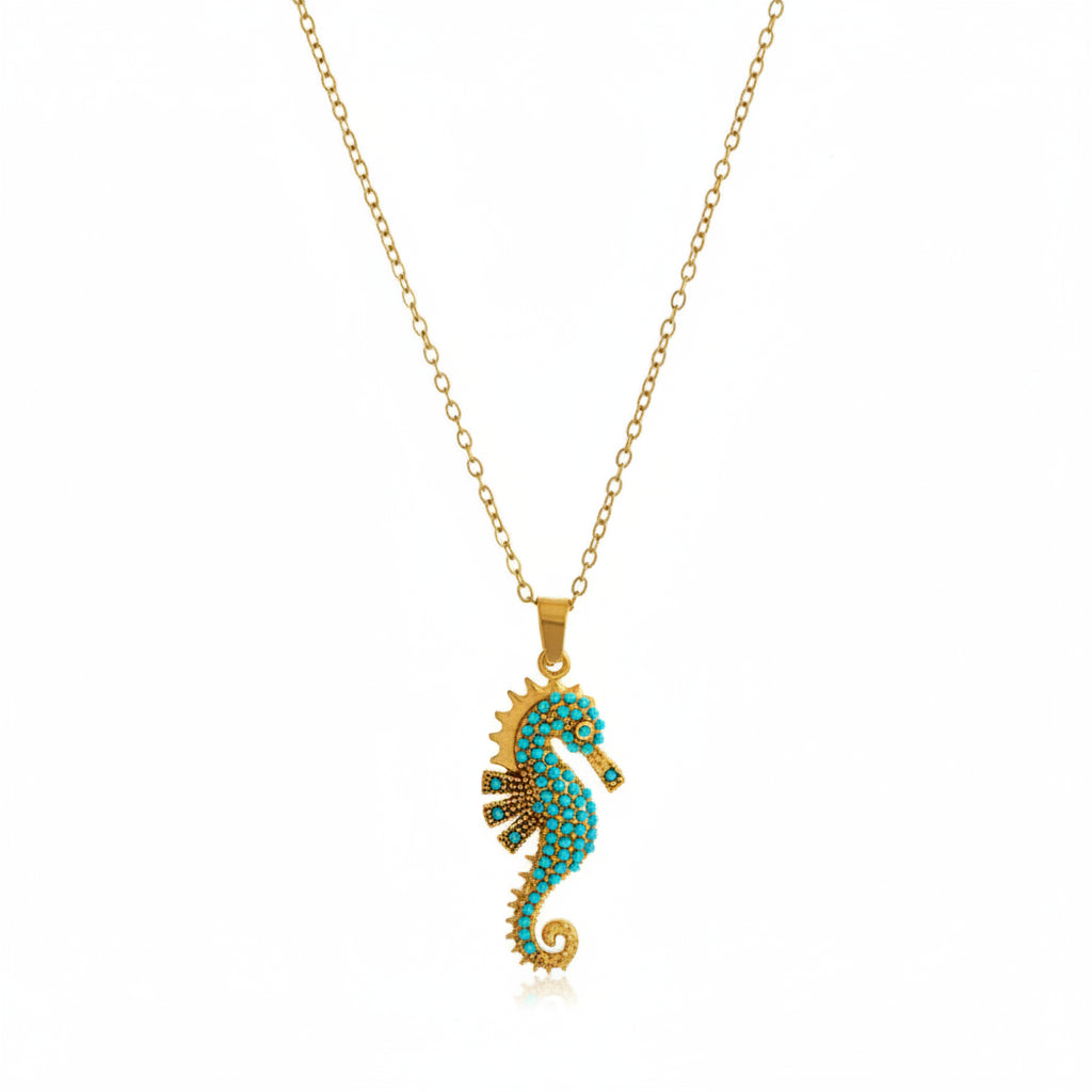 collier doré et turquoise