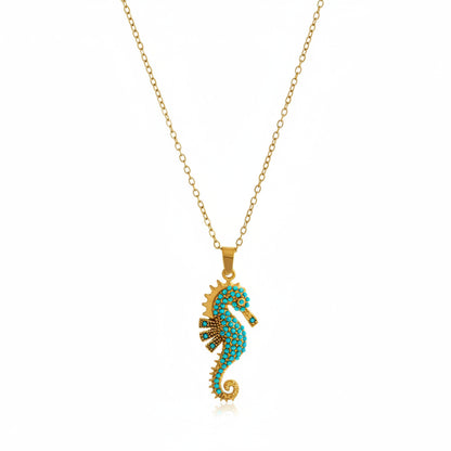collier doré et turquoise