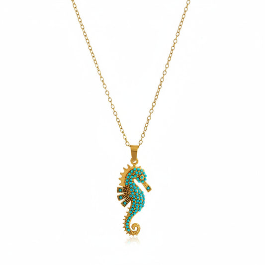 collier doré et turquoise
